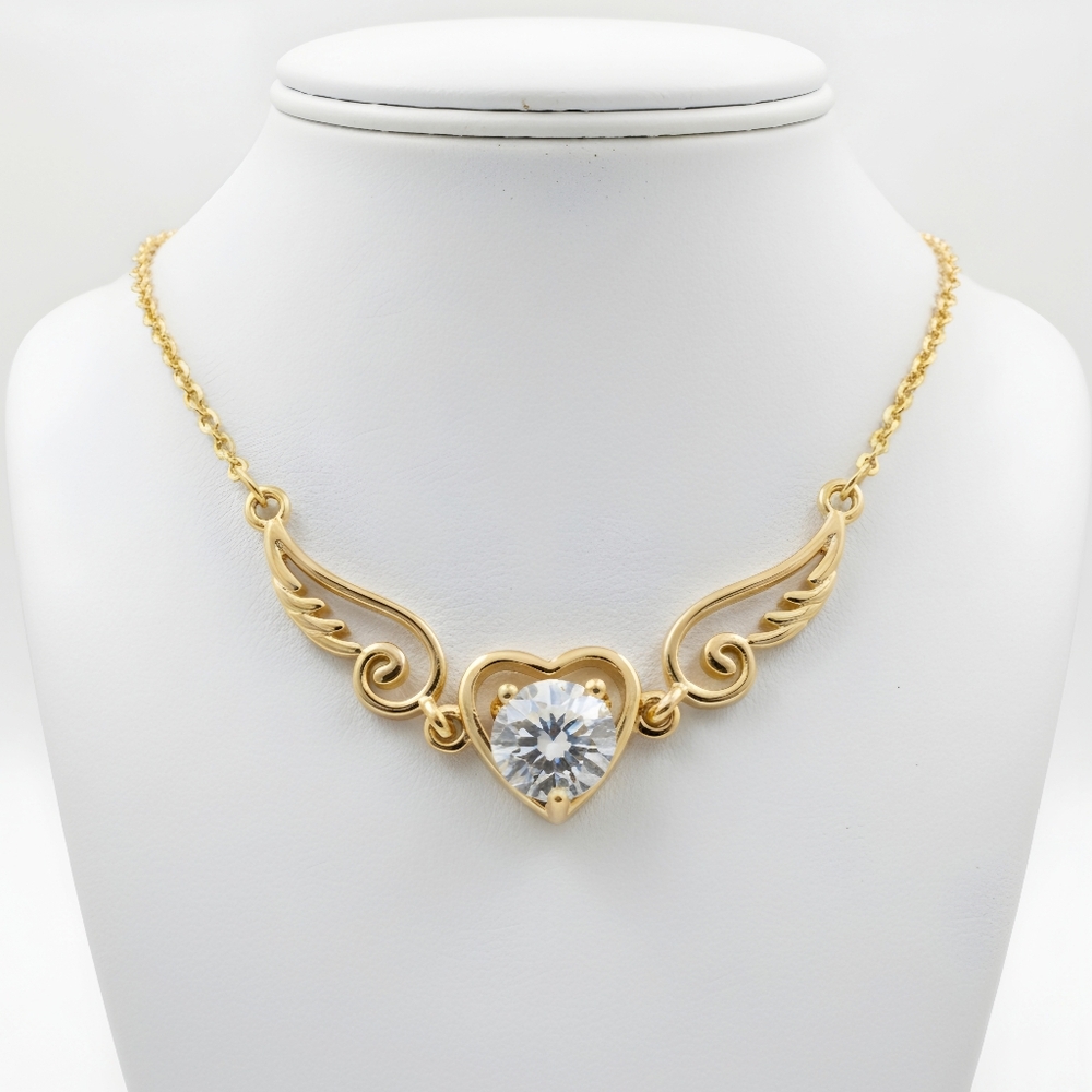 18k Gold Plated Moissanite Heart Necklace 16-18" Adjustable